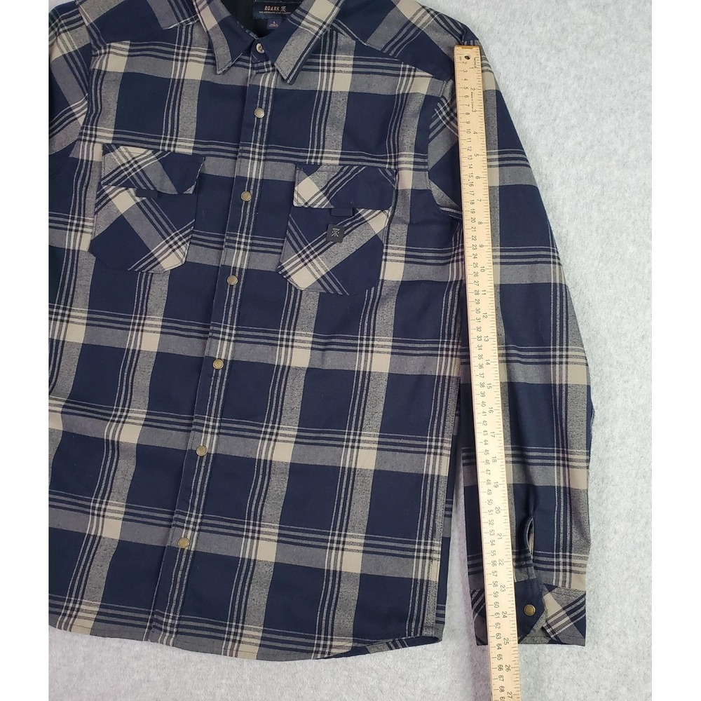 Roark Shirt Mens Large Blue Plaid Flannel Snap Front Long Sleeve Classic RW452 - Picture 10 of 14